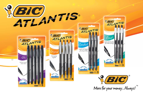 BIC Atlantis Velocity Bold Retractable Ball Pen, Bold Point (1.6mm), Black,  4 Pack