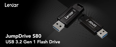 Lexar JumpDrive S80 128GB USB 3.1 Type A Flash Drive, Black