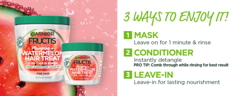 Masque à l'extrait de pastèque pour cheveux Garnier Fructis Hair Food  Plumping Watermelon Mask