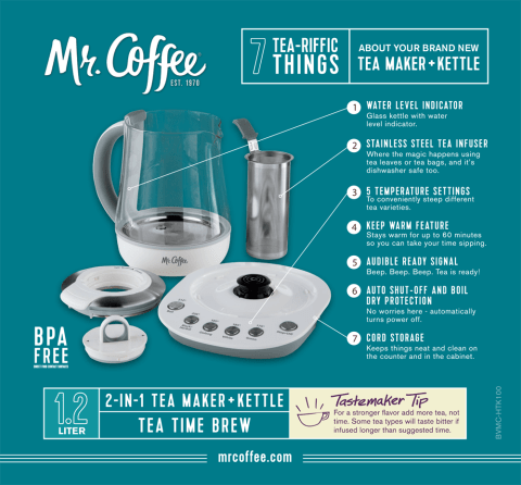 Best Buy: Mr. Coffee 5- Cup 1.2L Electric Tea Maker/Kettle White BVMC-HTK100