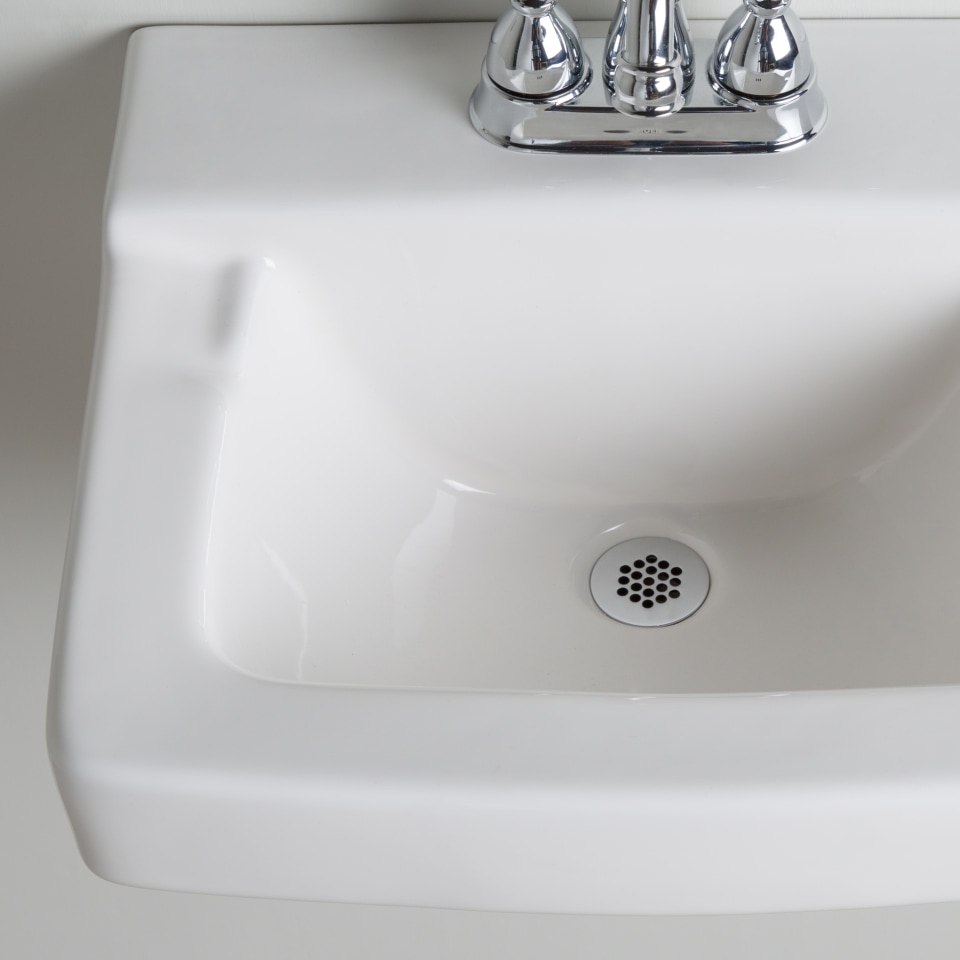 Aquasource White Wall Mount Square Bathroom Sink With Overflow Drain 1909 In X 1732 In In The Bathroom Sinks Department At Lowescom