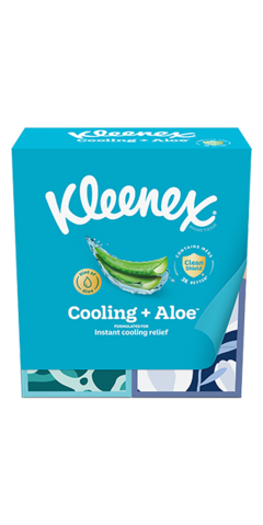 Kleenex Cooling + Aloe Facial Tissues, 4 Cube Boxes, 50 Tissues