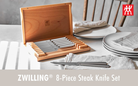 Zwilling J. A. Henckels 39322-800 Black Handle 8-Piece Steak Knives Set