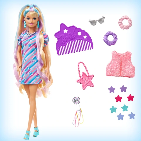 Barbie Totally Hair Star-Themed Fashion Doll with Extra-Long Hair