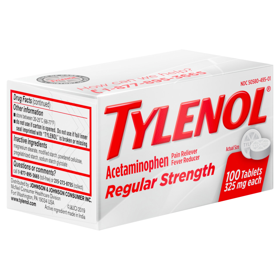 TYLENOL Regular Strength Tablets with 325 mg Acetaminophen, 100 Ct