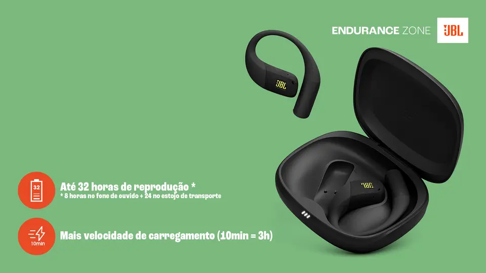 Fone de Ouvido JBL Open Ear Endurance Zone TWS Bluetooth Preto