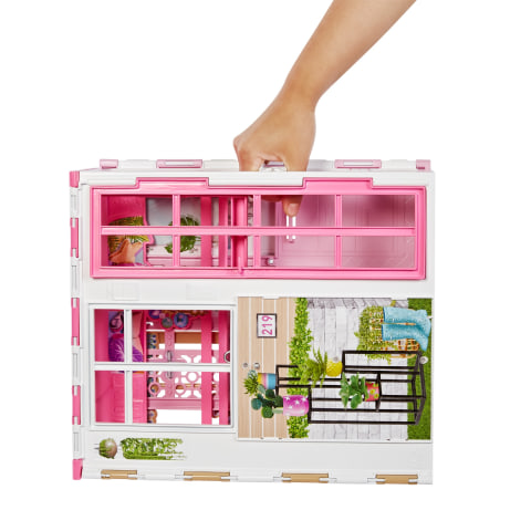 Barbie Dollhouse with Doll, 2 Levels & 4 Play Areas, Fully