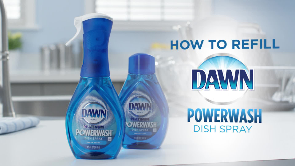 thumbnail video image 5 of Dawn Platinum Plus Powerwash Dish Spray, Fresh Scent, 1 Spray Bottle + 2 Refills, 5 of 5