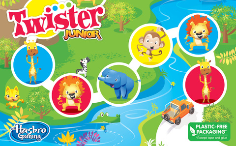 Twister Junior Game, Animal Adventure 2-Sided Mat, Game for 2-4 Players,  Ages 3 and Up 