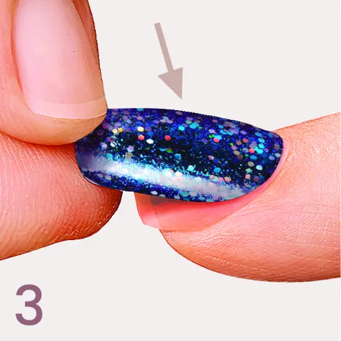 3. Align with cuticle, gently press on &amp; hold for 5 seconds.