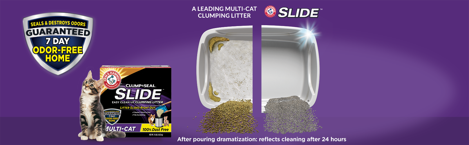 ARM HAMMER Clump Seal SLIDE Cat Litter Easy Clean up Multi Cat Clumping Litter 28 lbs Walmart