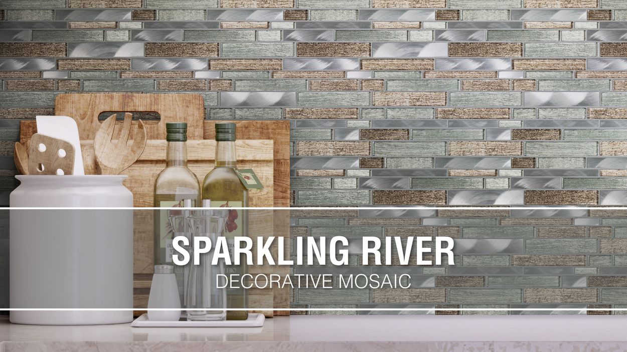 Elida Ceramica Sparkling River 12 In X 12 In Glossy Glass Metal Linear Mosaic Wall Tile In The Tile Department At Lowes Com