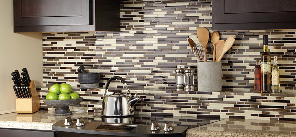 American Olean Mosaic Chateau Emperador 12 In X 12 In Glossy Glass Stone Marble Linear Wall Tile In The Tile Department At Lowes Com