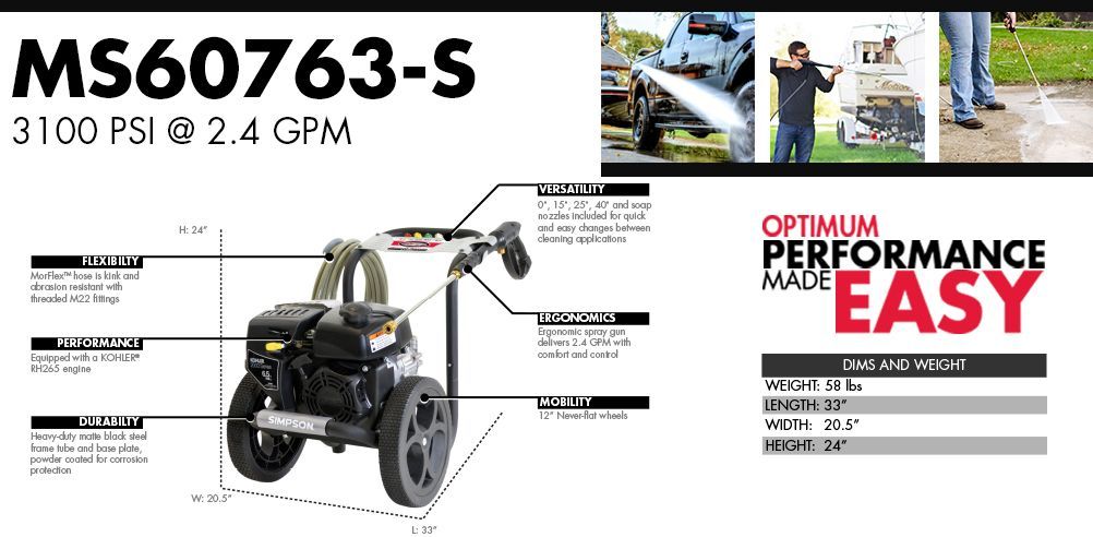 SIMPSON Megashot 3100 PSI 2.4-Gallon 