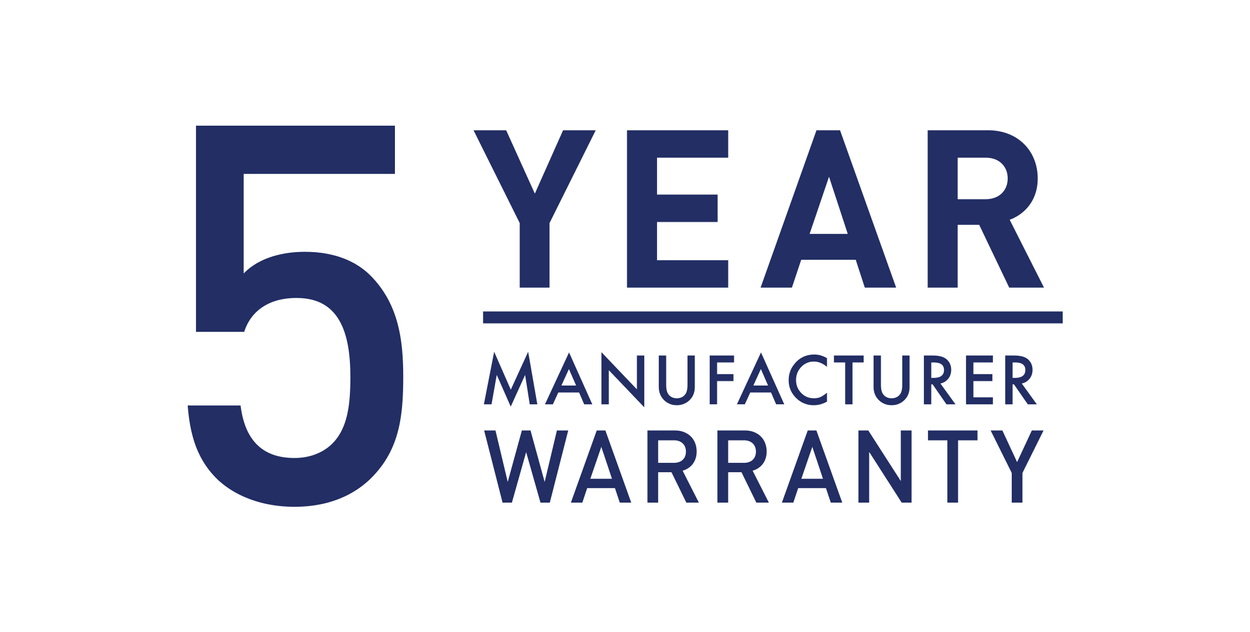 Text: 5 year manufacturer warranty.