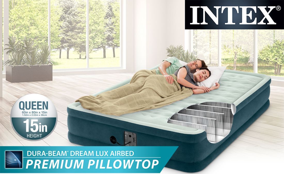 intex dura beam dream lux airbed premium pillow top