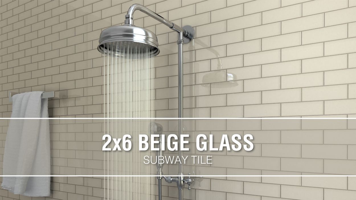 Glossy Glass Brick Subway Wall Tile, Beige Backsplash Tile