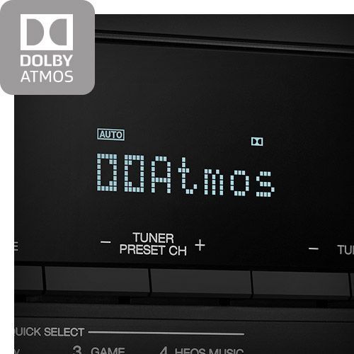 Close up of screen with Dolby Atmos feature shown