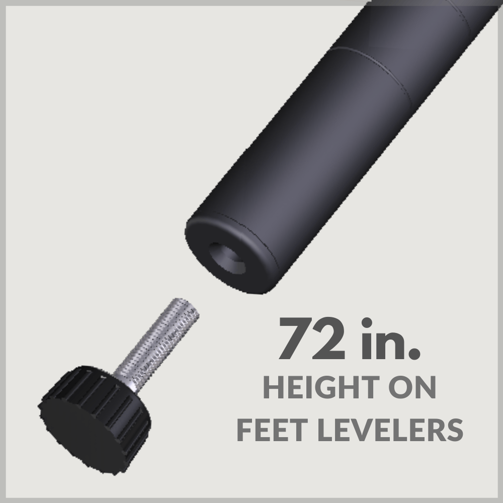 72 inches height on feet levelers