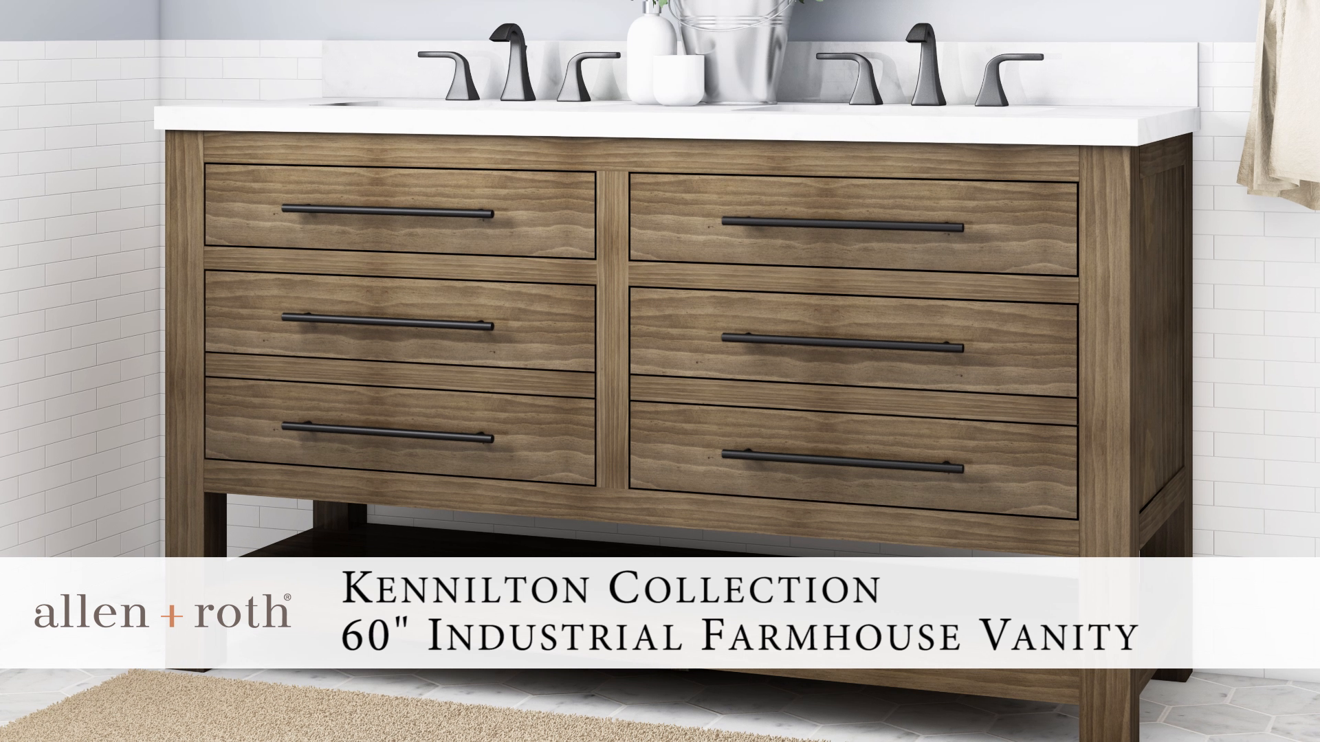 Allen Roth Kennilton 60 In Gray Oak, Best Wood Finish For Bathroom Vanity