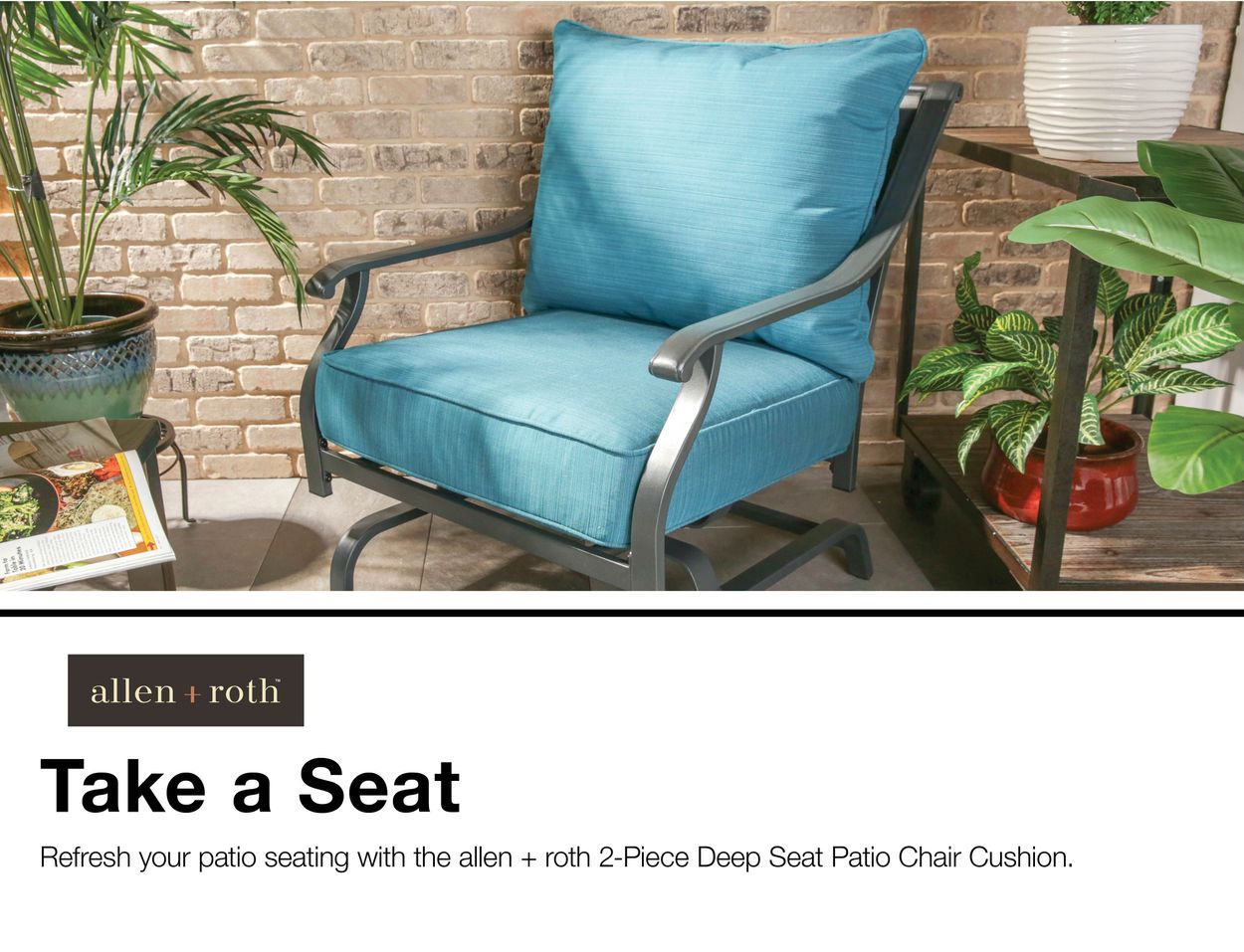 Allen Roth Sunbrella 2 Piece Deep Sea Deep Seat Patio Chair Cushion In The Patio Furniture Cushions Department At Lowes Com