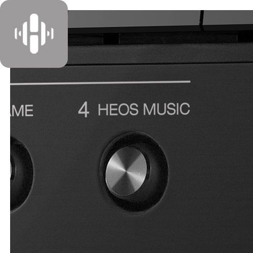 Close up of HEOS Music button