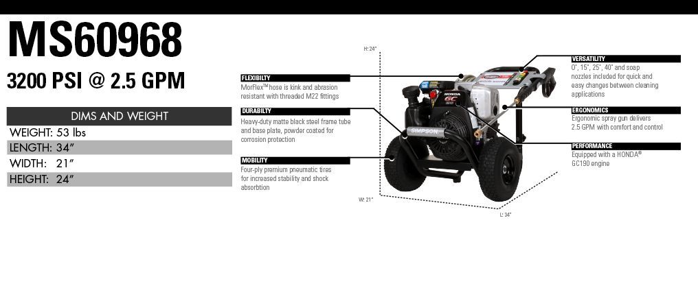 SIMPSON MegaShot 3200 PSI 2.5-Gallon 