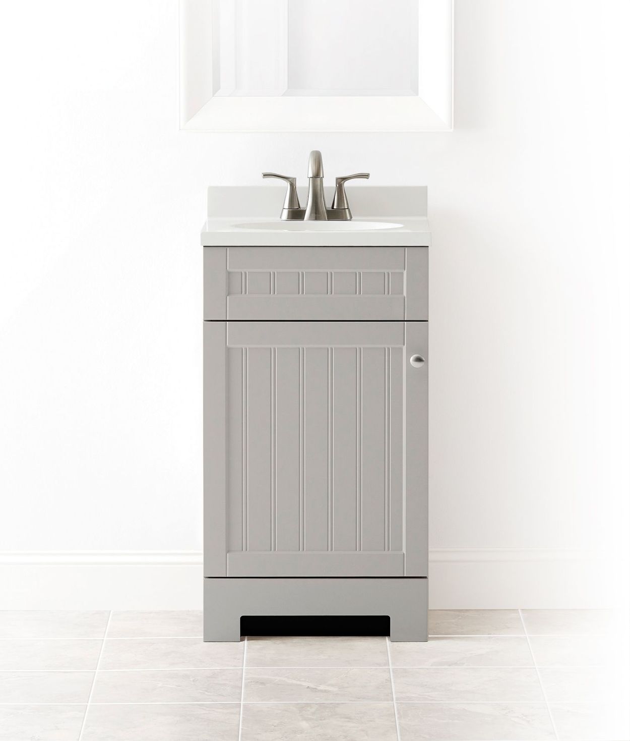 Style Selections Ellenbee 18 In Gray Single Sink Bathroom Vanity With White Cultured Marble Top In The Bathroom Vanities With Tops Department At Lowes Com