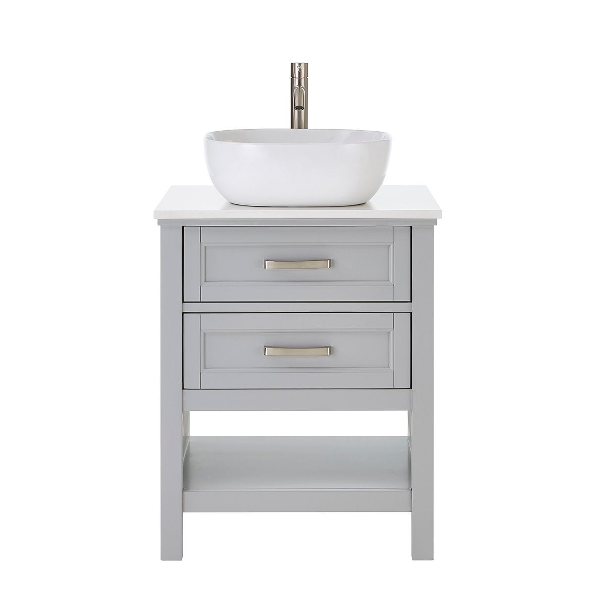 Style Selections Cromlee 24 In Light Gray Single Sink Bathroom Vanity With Engineered White Stone Engineered Stone Top Faucet Included In The Bathroom Vanities With Tops Department At Lowes Com