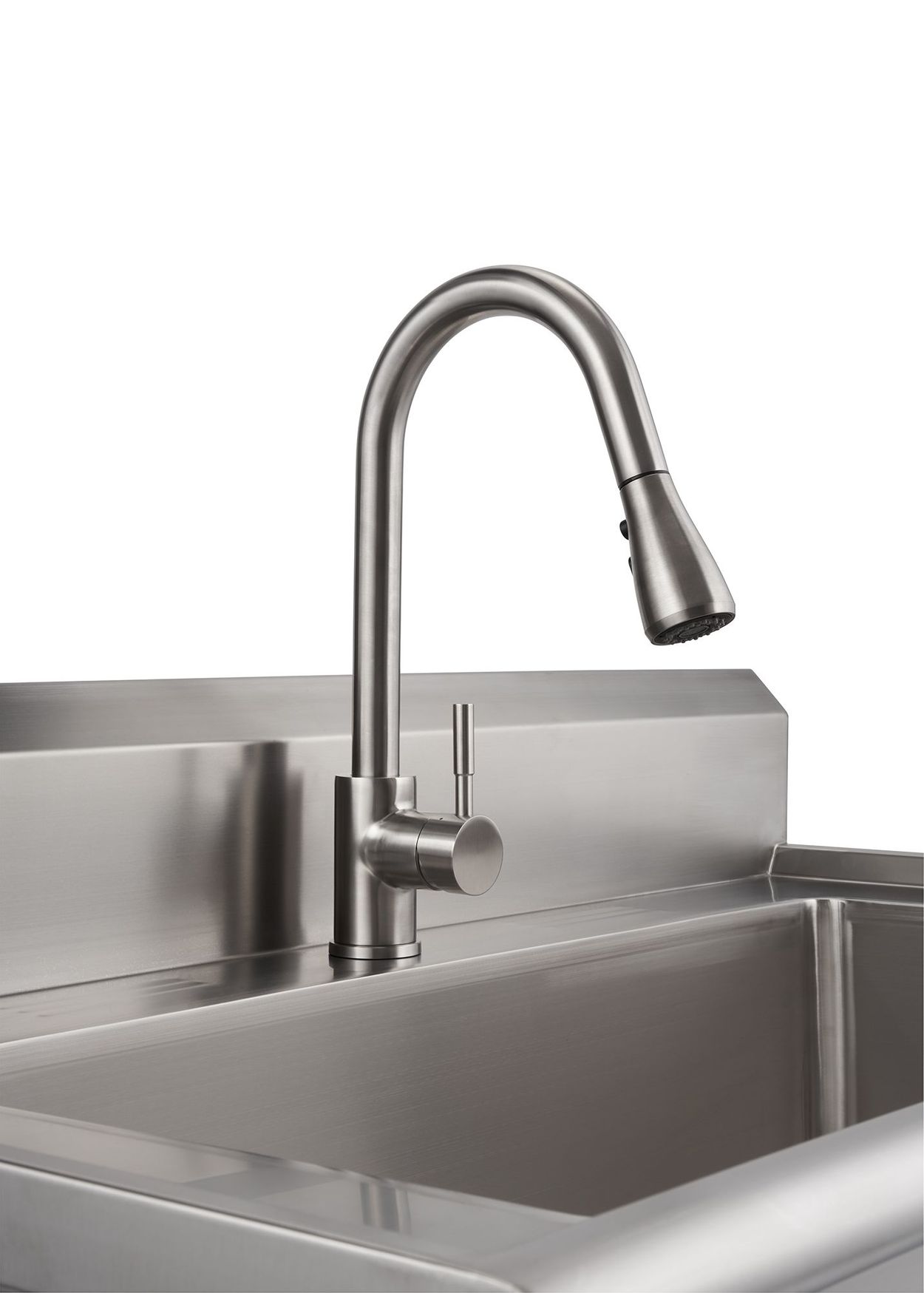Swiveling, single handle faucet with hot and cold water indicator