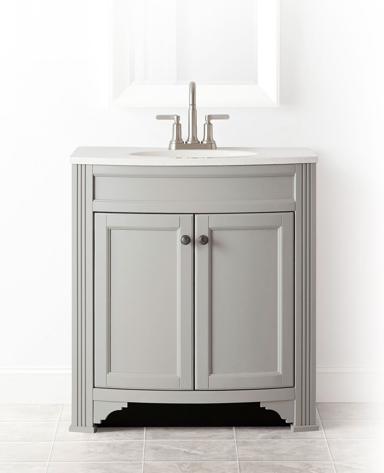 Gray Single Sink Bathroom Vanity, Solid Surface Bathroom Vanity
