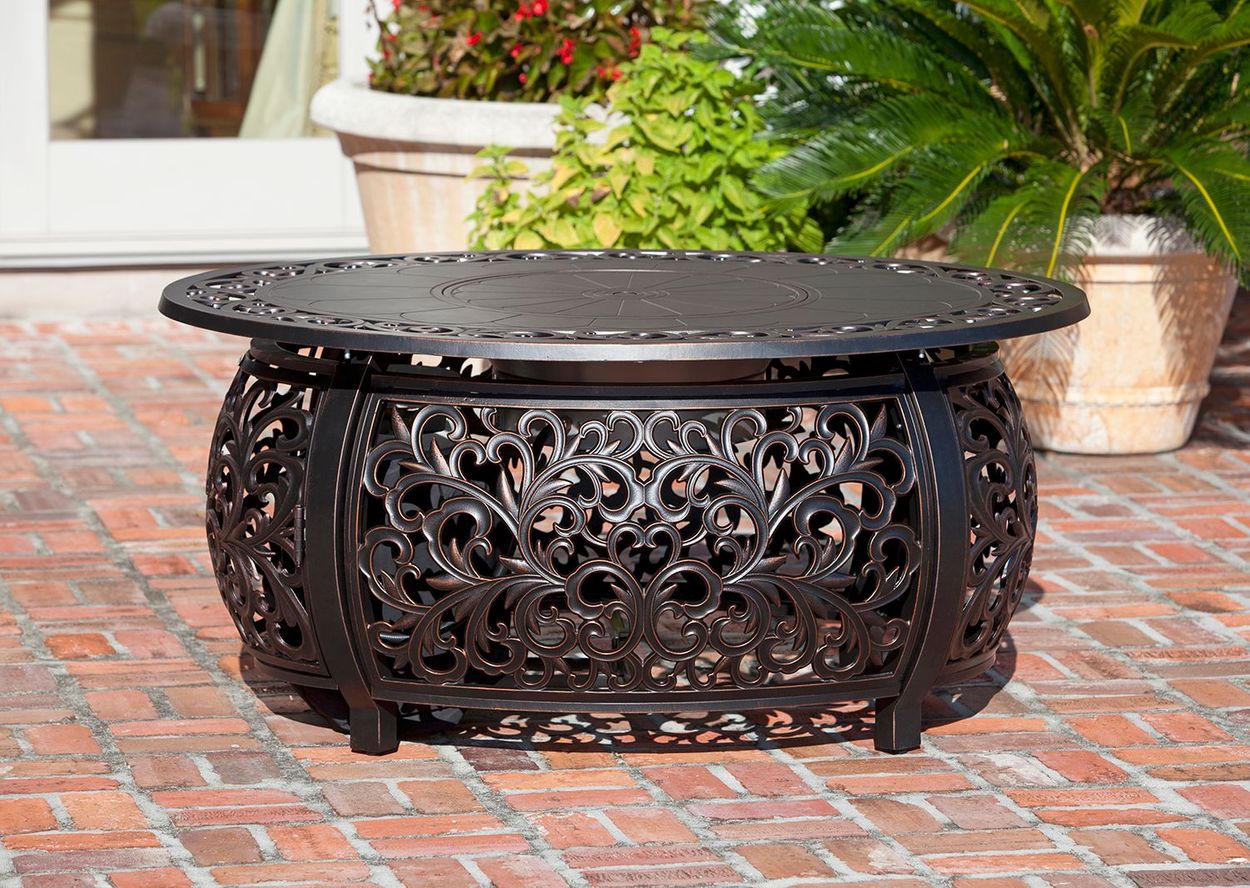 Paramount Cast Aluminum Oval Propane Fire Table Costco