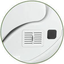 Close up shot of the bidet seat deodorizer vent located on the right side of the bidet