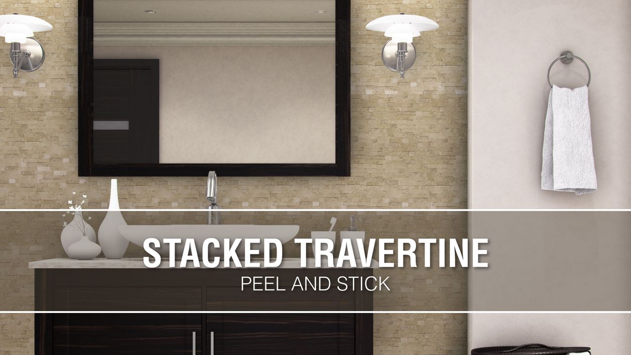 Peelstick Mosaics Peel And Stick Stacked Travertine 12 In X 12 In
