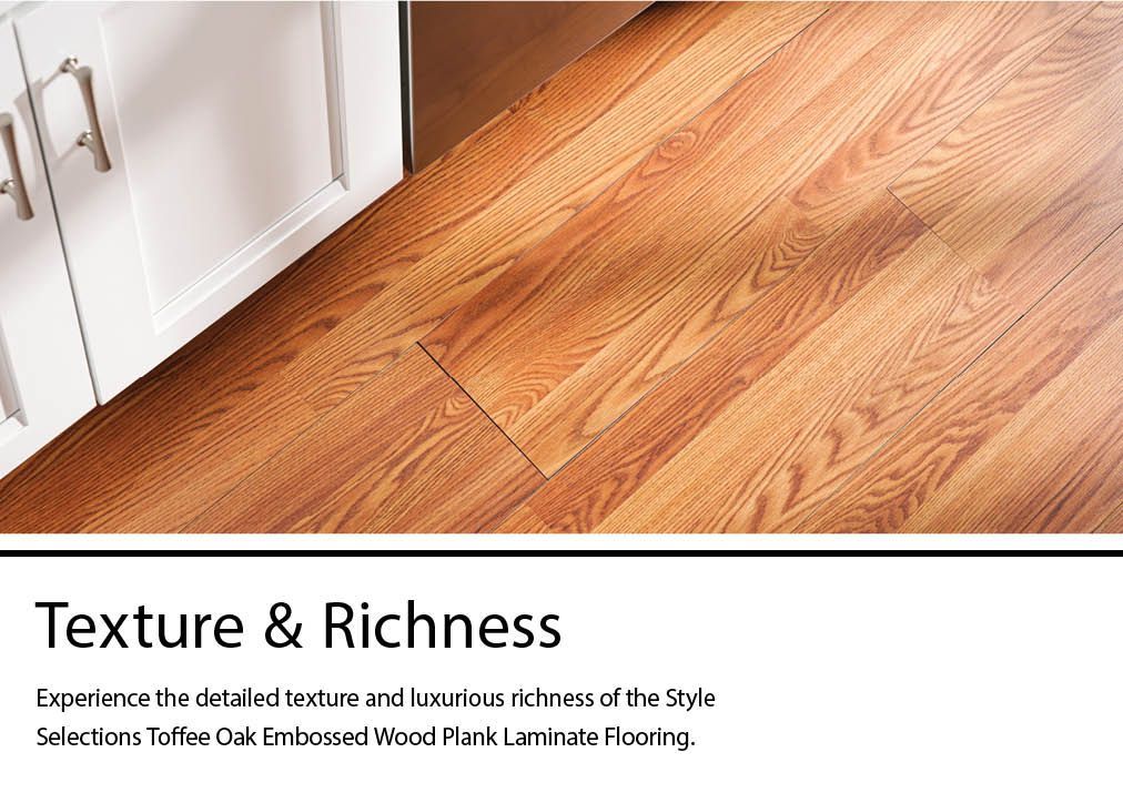 Style Selections Toffee Oak 8-mm Thick Wood Plank 8.07-in W x 47.63-in L  Laminate Flooring (21.36-sq ft) in the Laminate Flooring department at Lowes .com