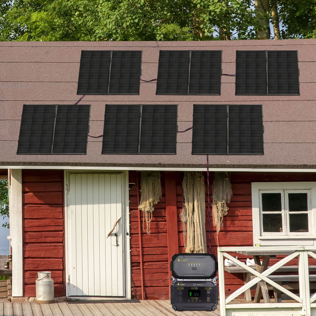 You can use the ME Max Energy Kit to provide power to any outbuilding, outdoor adventure, or around the job or home.