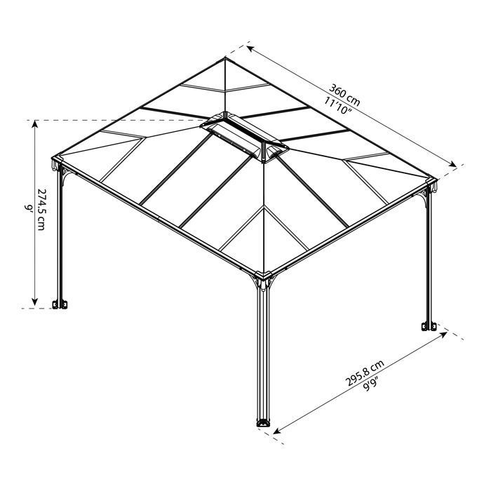 Assembled Dimensions- Martinique 3600 10 ft. x 12 ft Garden Gazebo