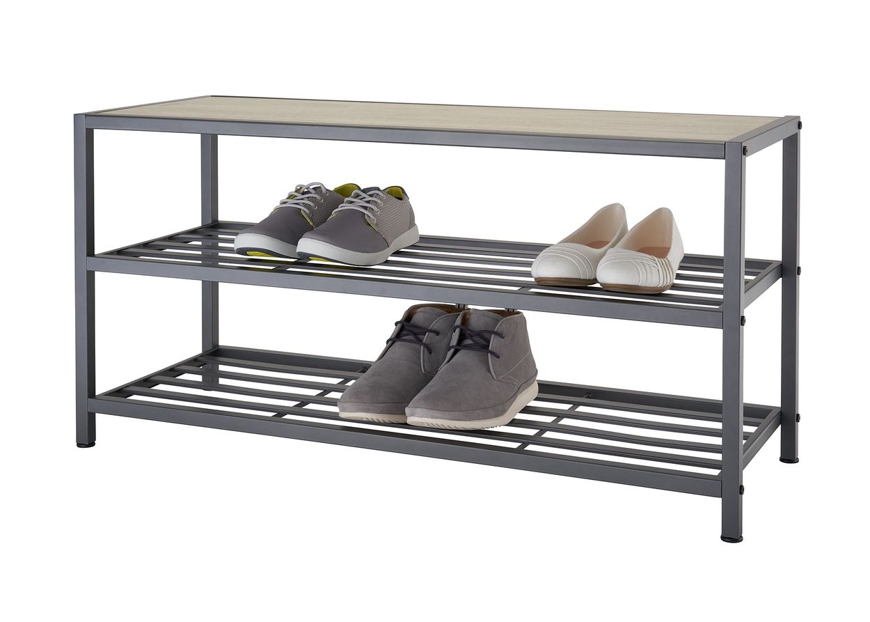 Trinity 3 Tier Shoe Bench Slate Gray