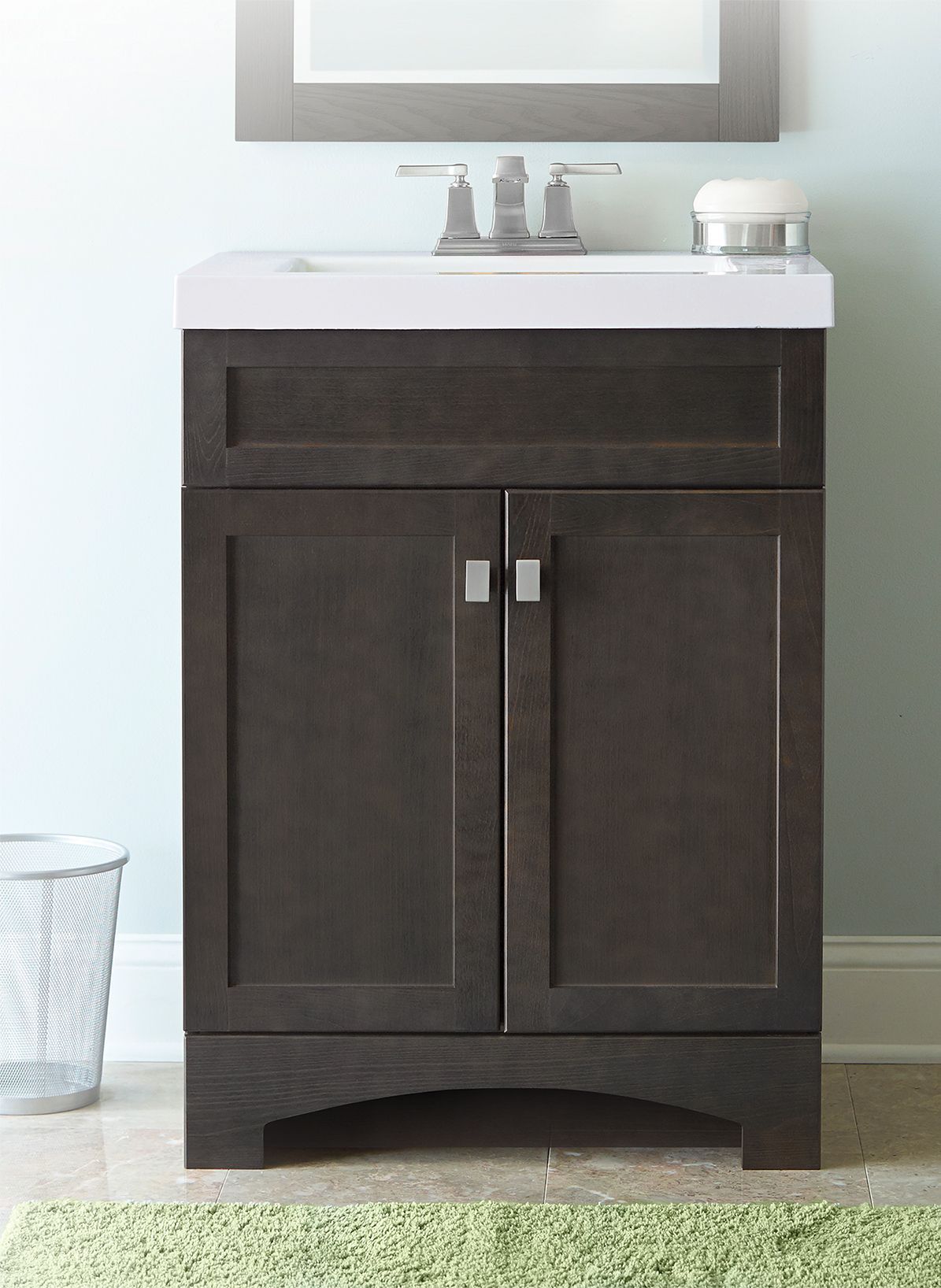 Style Selections Drayden 24 In Heirloom Single Sink Bathroom Vanity With White Cultured Marble Top In The Bathroom Vanities With Tops Department At Lowescom