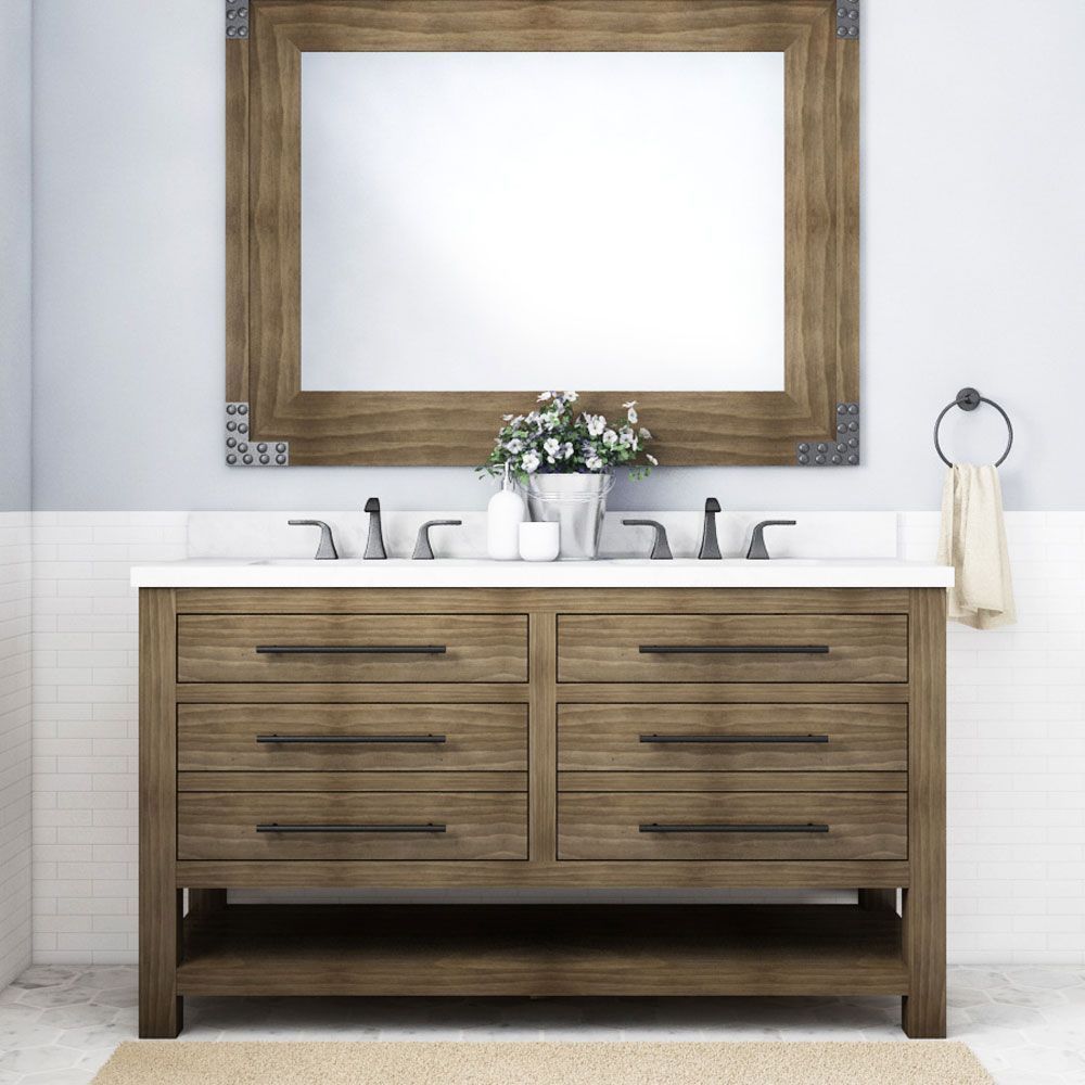 Allen Roth Kennilton 60 In Gray Oak Undermount Double Sink Bathroom Vanity With White Carrera Engineered Stone Top In The Bathroom Vanities With Tops Department At Lowescom